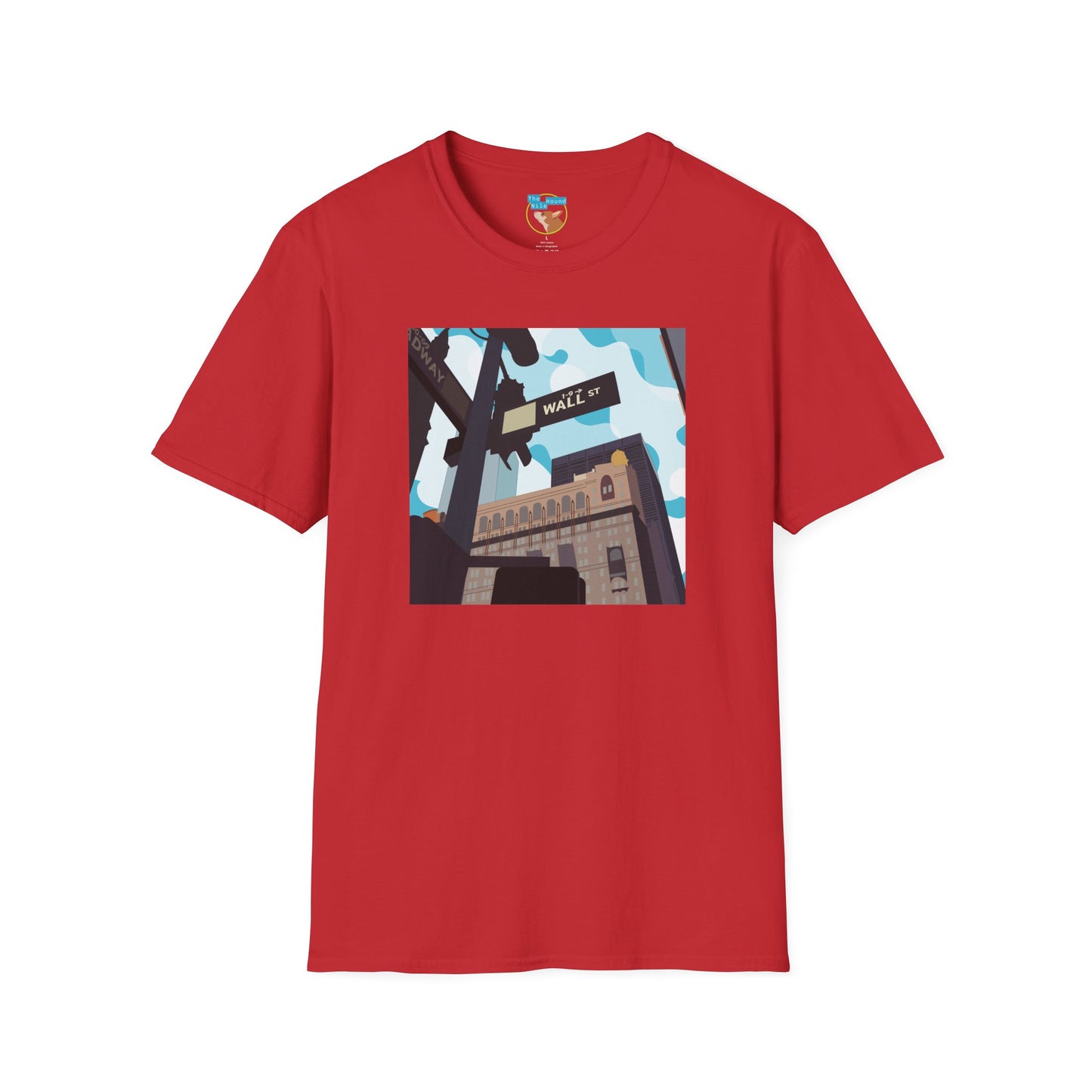 Wall St. Cityscape T-Shirt — Vintage Financial District Illustration