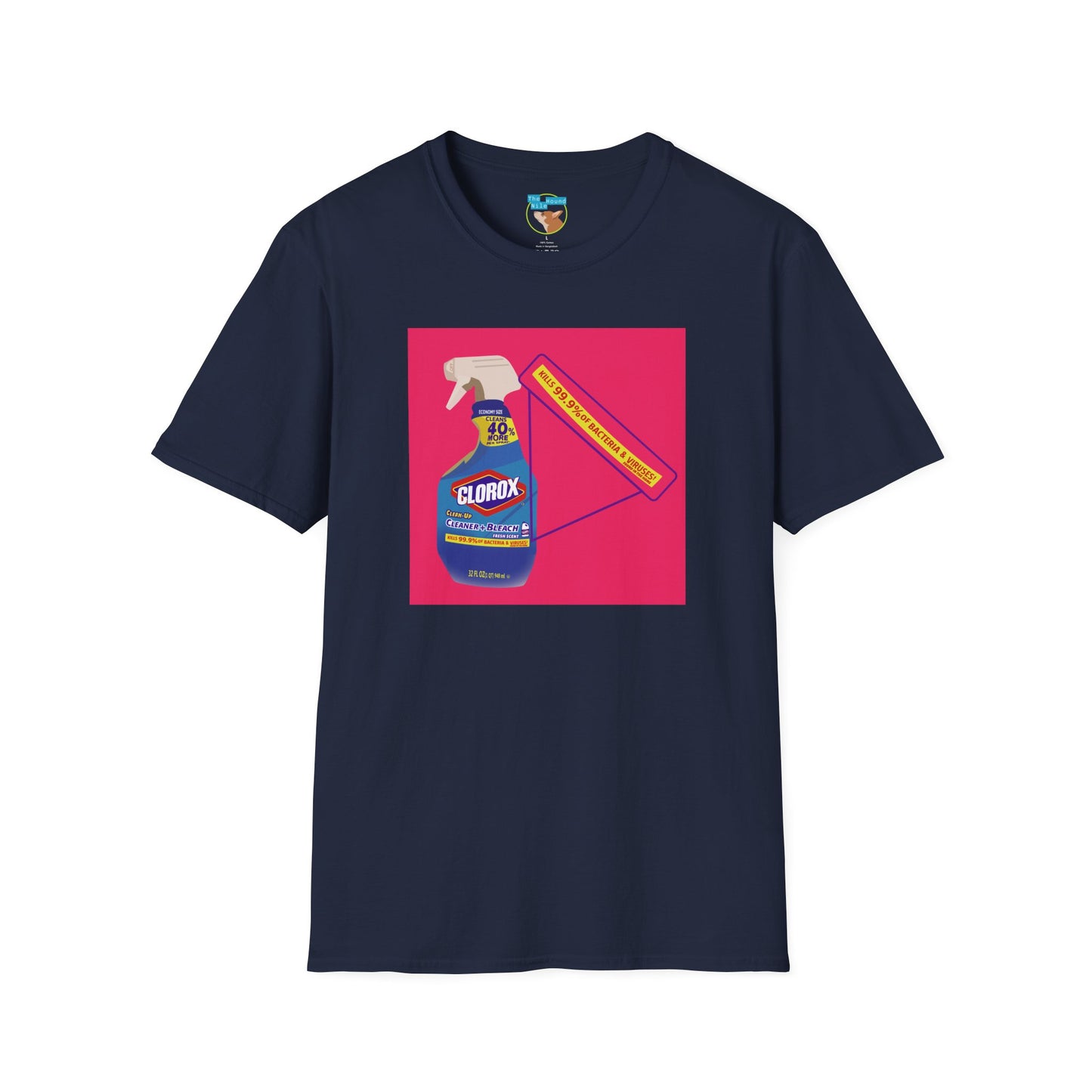 Cleaning Humor T-Shirt — Colorful Clorox Spray Graphic