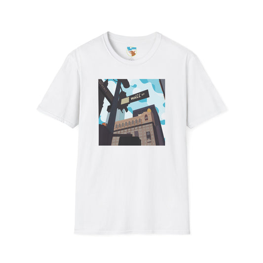 Wall St. Cityscape T-Shirt — Vintage Financial District Illustration
