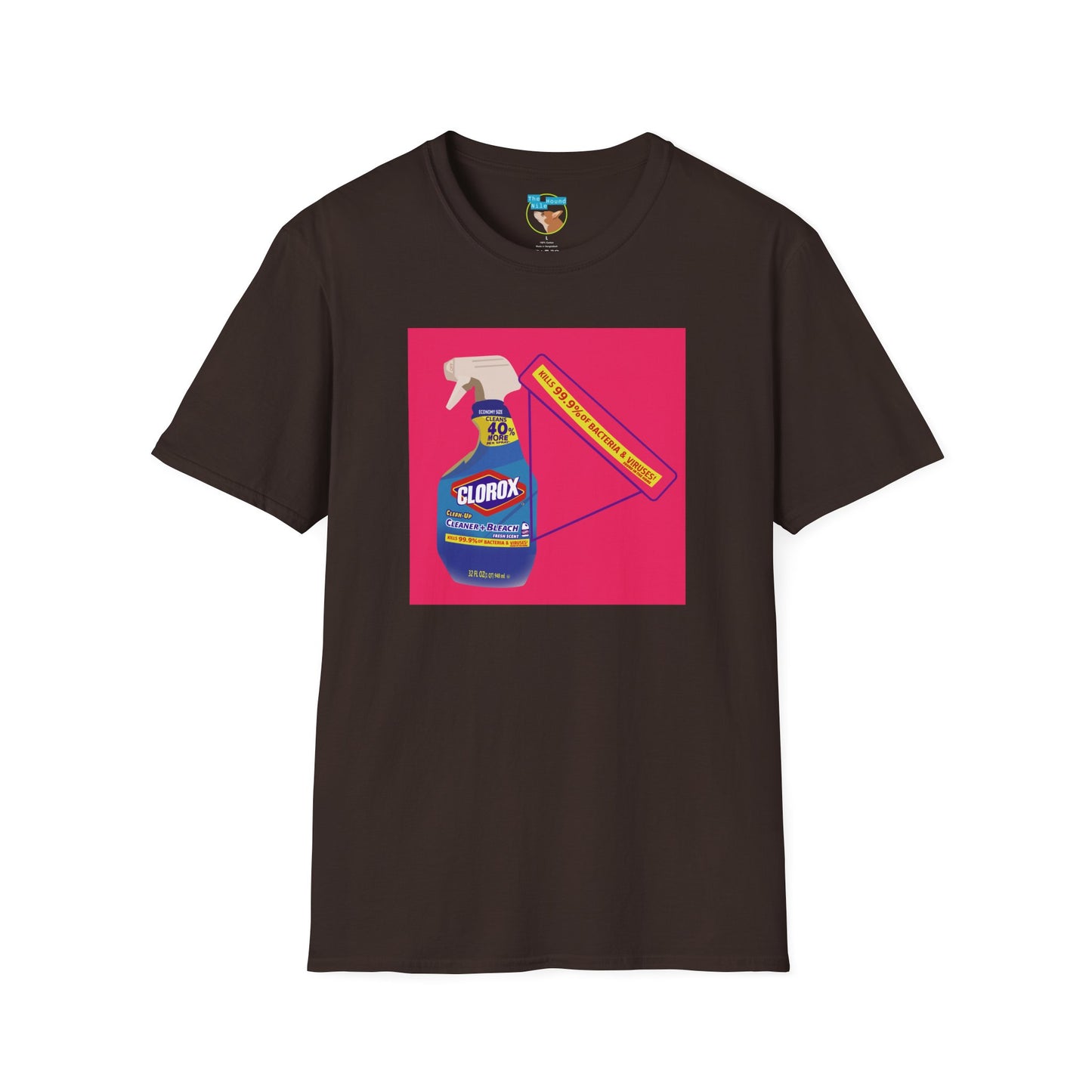 Cleaning Humor T-Shirt — Colorful Clorox Spray Graphic