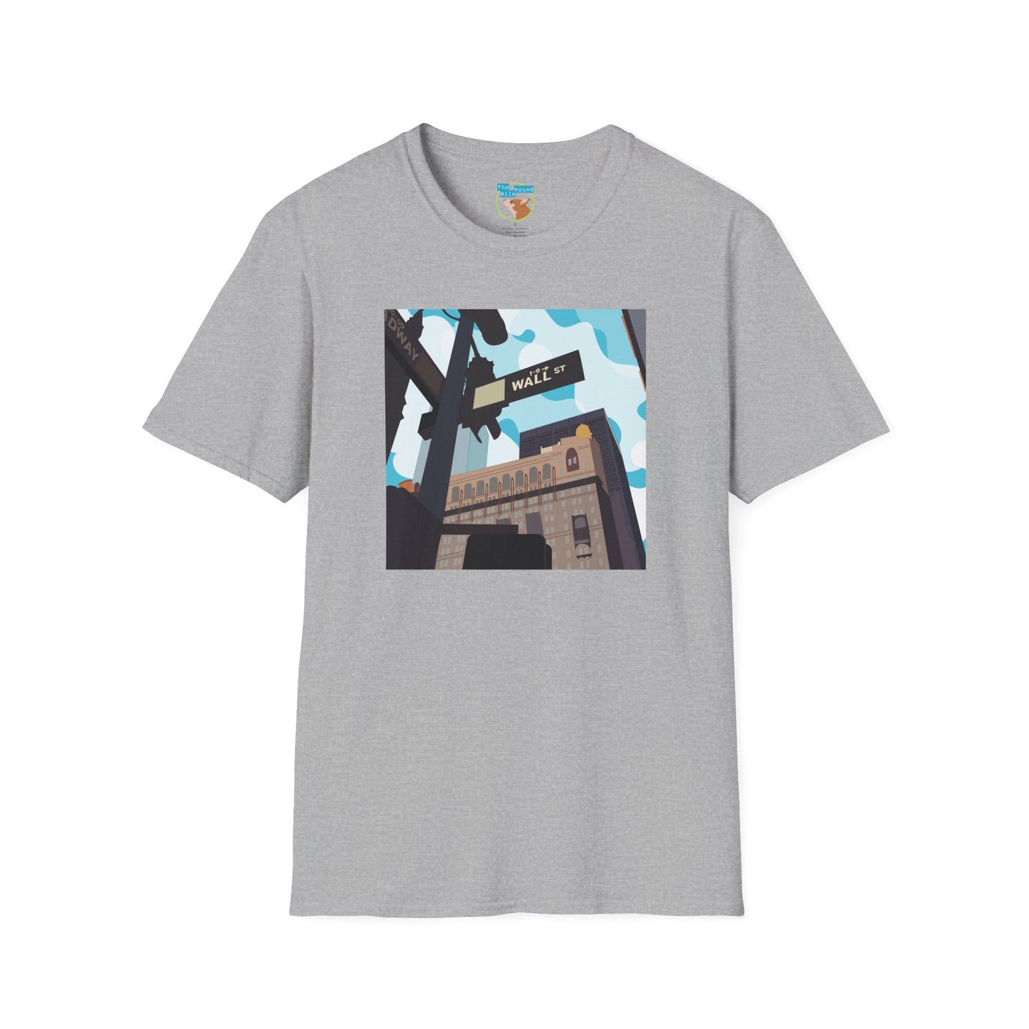 Wall St. Cityscape T-Shirt — Vintage Financial District Illustration