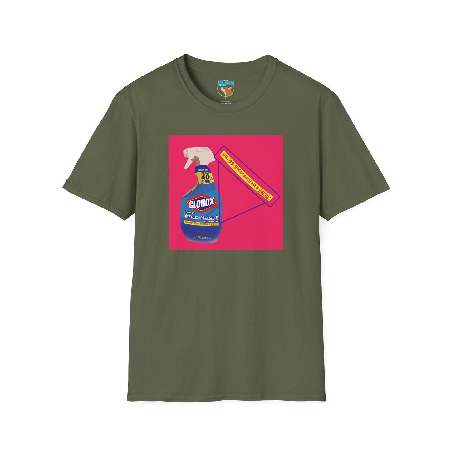 Cleaning Humor T-Shirt — Colorful Clorox Spray Graphic