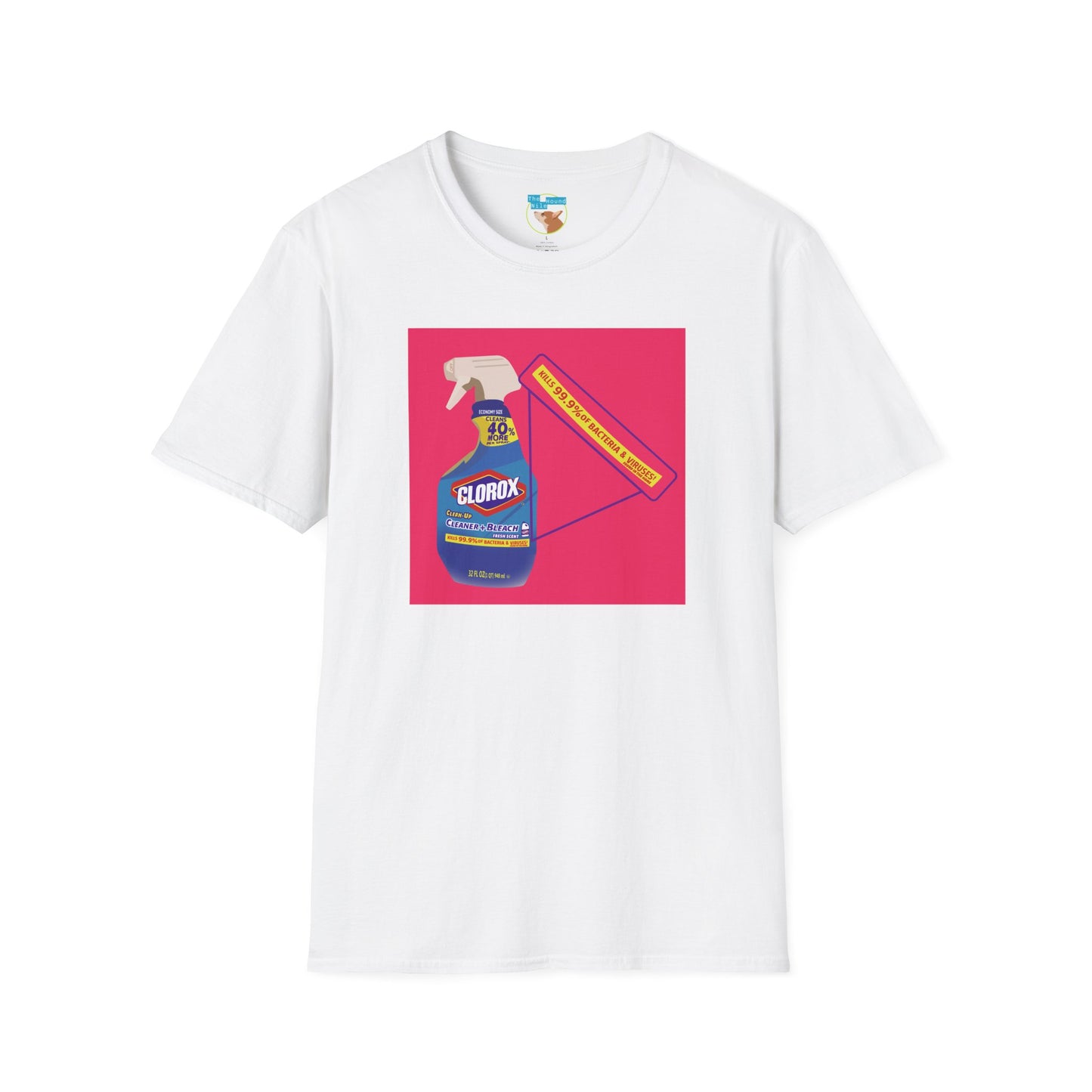 Cleaning Humor T-Shirt — Colorful Clorox Spray Graphic