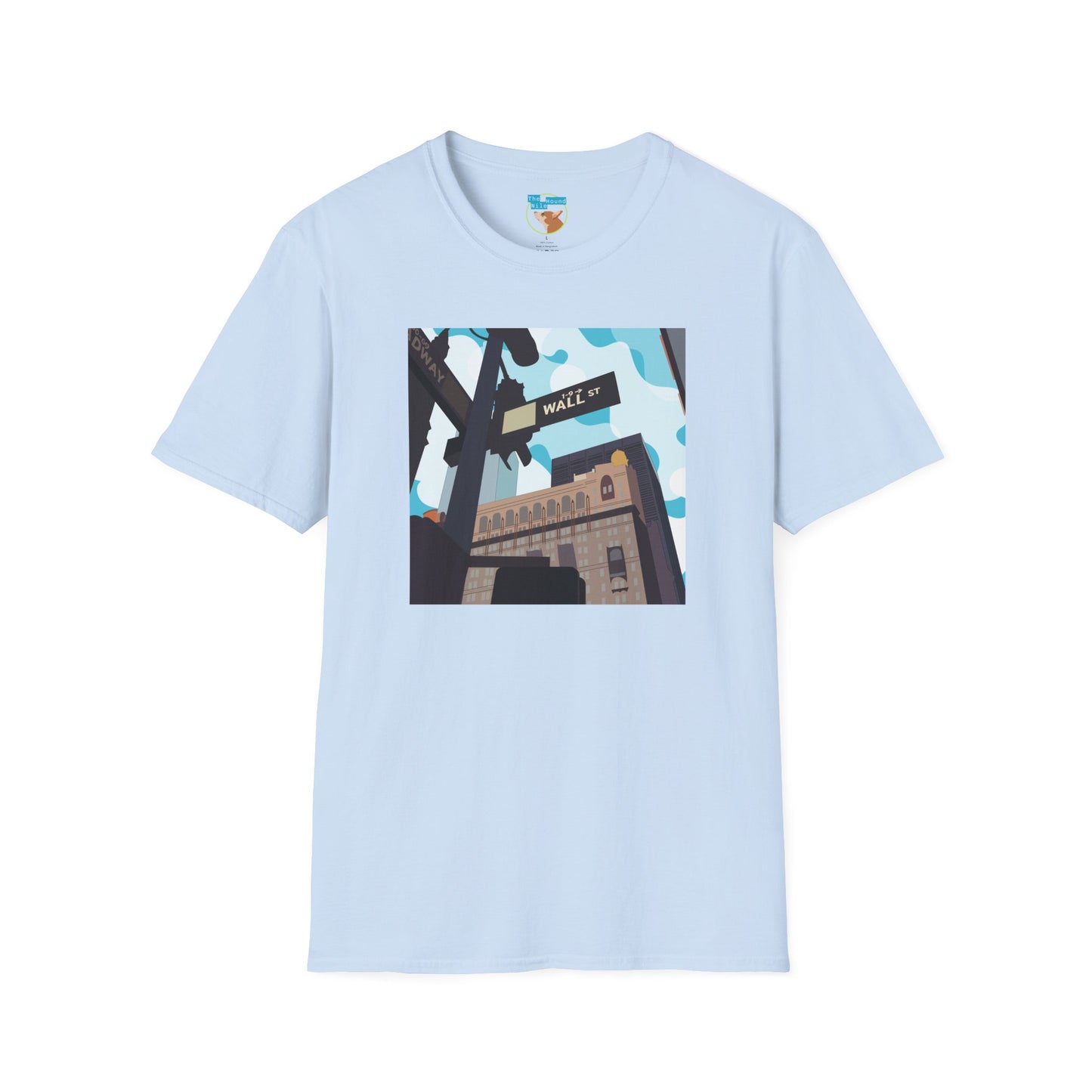 Wall St. Cityscape T-Shirt — Vintage Financial District Illustration