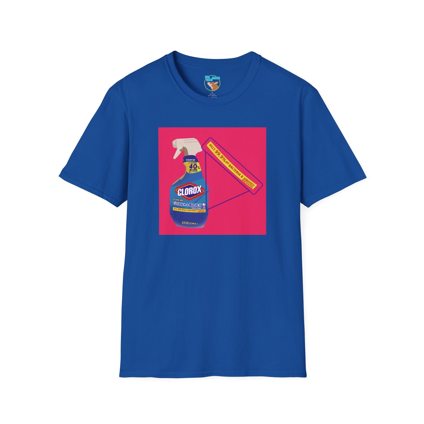 Cleaning Humor T-Shirt — Colorful Clorox Spray Graphic