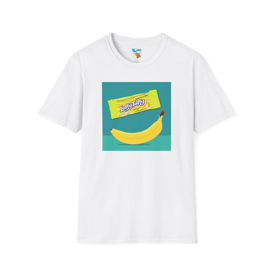 Banana Candy Graphic T-Shirt — Retro Yellow Fruit & Laffy Taffy Design