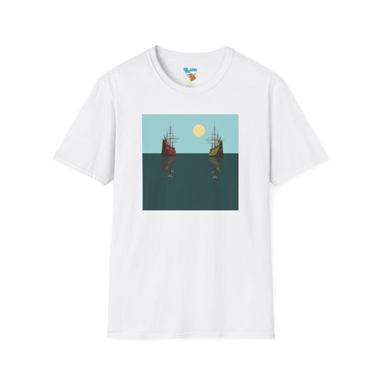 Sailing Ships Sunset T-Shirt — Minimal Nautical Ocean Tee