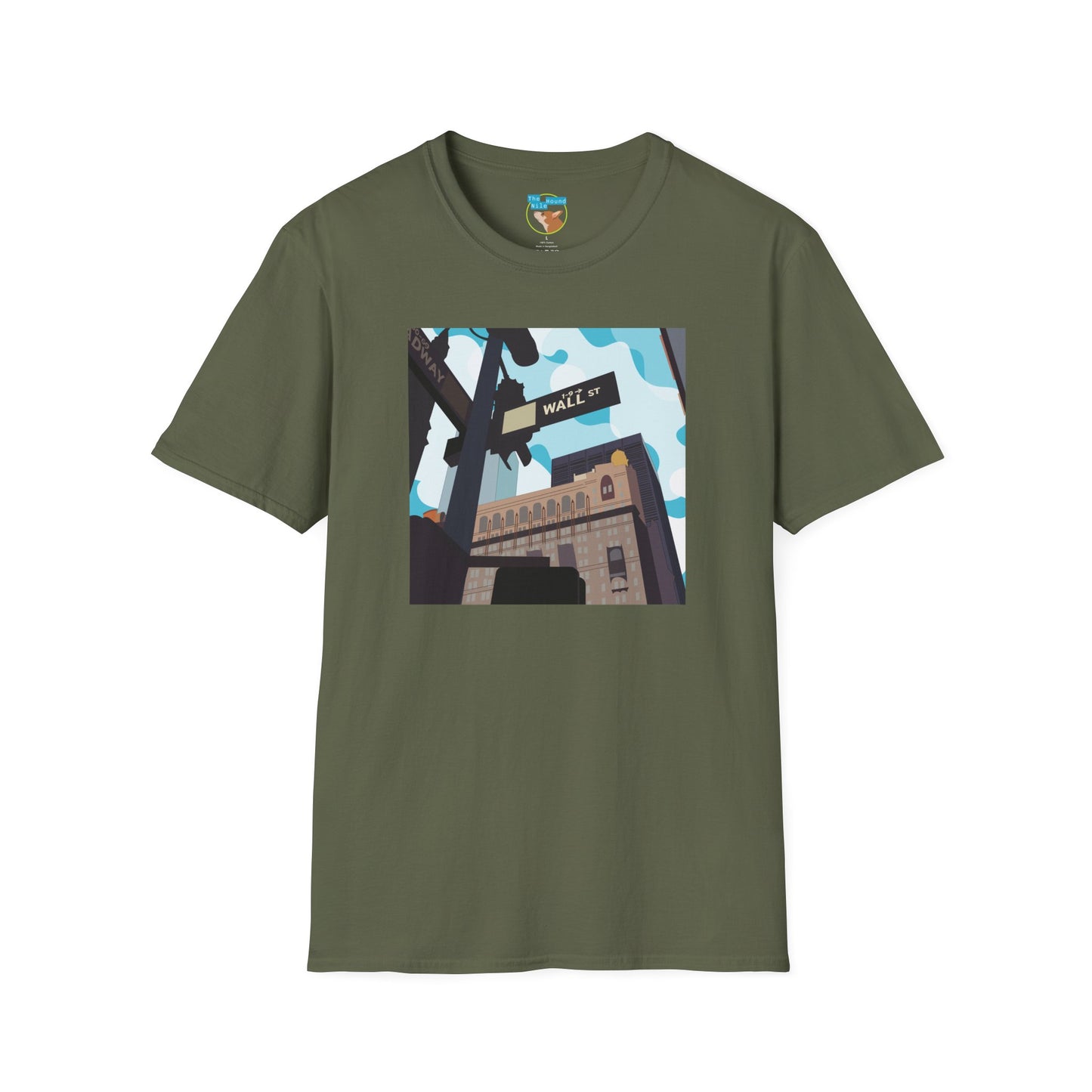 Wall St. Cityscape T-Shirt — Vintage Financial District Illustration