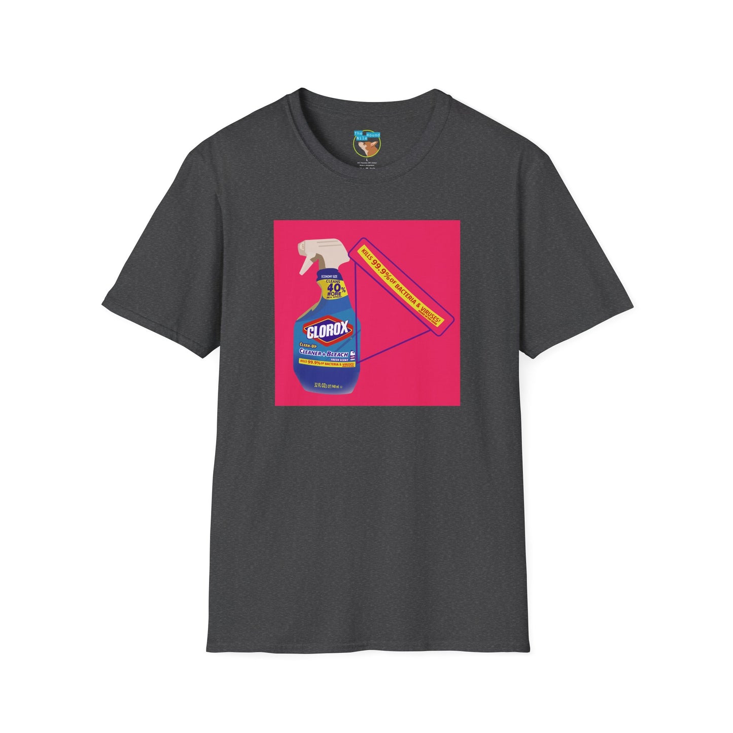 Cleaning Humor T-Shirt — Colorful Clorox Spray Graphic