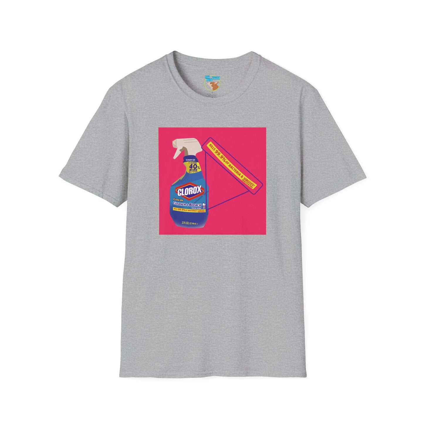 Cleaning Humor T-Shirt — Colorful Clorox Spray Graphic