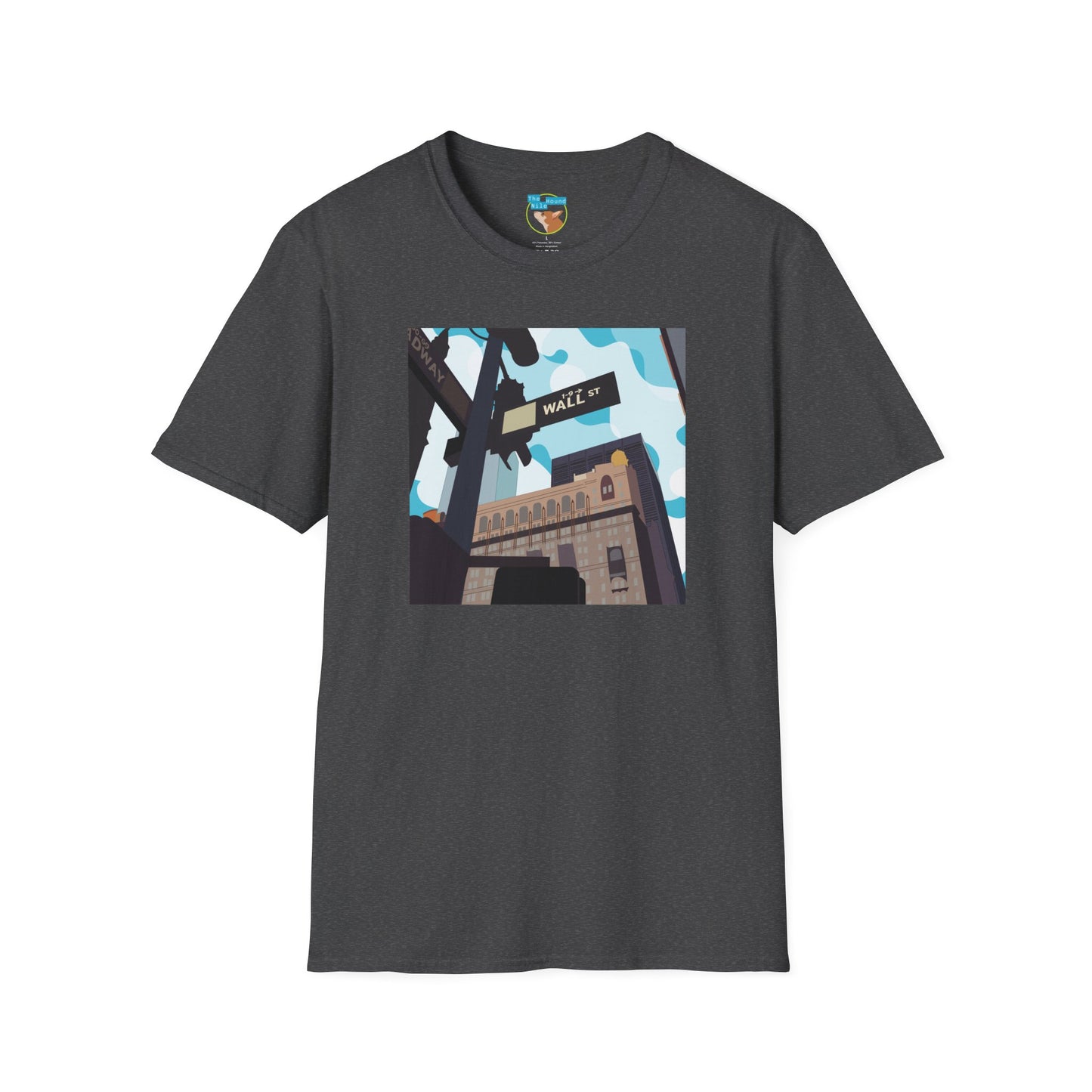 Wall St. Cityscape T-Shirt — Vintage Financial District Illustration